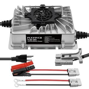 12V 20A Lithium Battery Charger, 14.6V 20A LiFePO4 Lithium Battery Charger with Multiple Protection and LED Indicator, Deep Cycle Rechargeable Batteries of RV, Boat