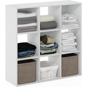 Furinno PELLI Closet Organizers and Storage, 9-Cube Closet Organizer, Open Shelf Closet Storage, for Wardrobe, Bedroom, Living Room, White
