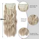 Clip in Hair Extensions, 20 Inches Wavy Long Synthetic Hair Extensions Clip ins,Soft (Color:16H613#)