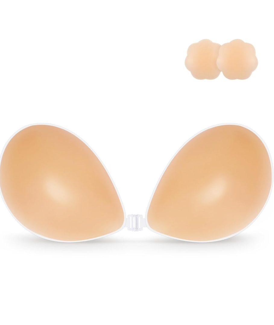 Niidor Adhesive Bra Strapless Sticky Invisible Push up Silicone Bra for Backless Dress