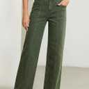 Sidefeel Women's Jeans Wide Leg High Waisted Stretchy Straight Leg Denim Pants Baggy Jeans Green Size 14