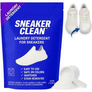 Sneaker Cleaner Kit, Shoe Cleaner for White & Colored Sneakers, Stain Remover, Deodorizer Powder, Washing Machine Safe