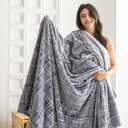 COOVA Fleece Throw Blanket for Couch, Super Soft and Cozy 3D Jacquard Warm Blankets, Lightweight and Fuzzy Throw for Bed, Sofa, Chair, Giftable (Light Grey, 50"x60")