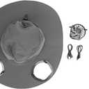 Solar Fan Hat with Wide Brim for Men and Women, Dual Removable Solar Fans, Adjustable Drawstring Grey - Breathable Sunproof Outdoor Cooling for Fishing, Hiking, Beach (Gray)