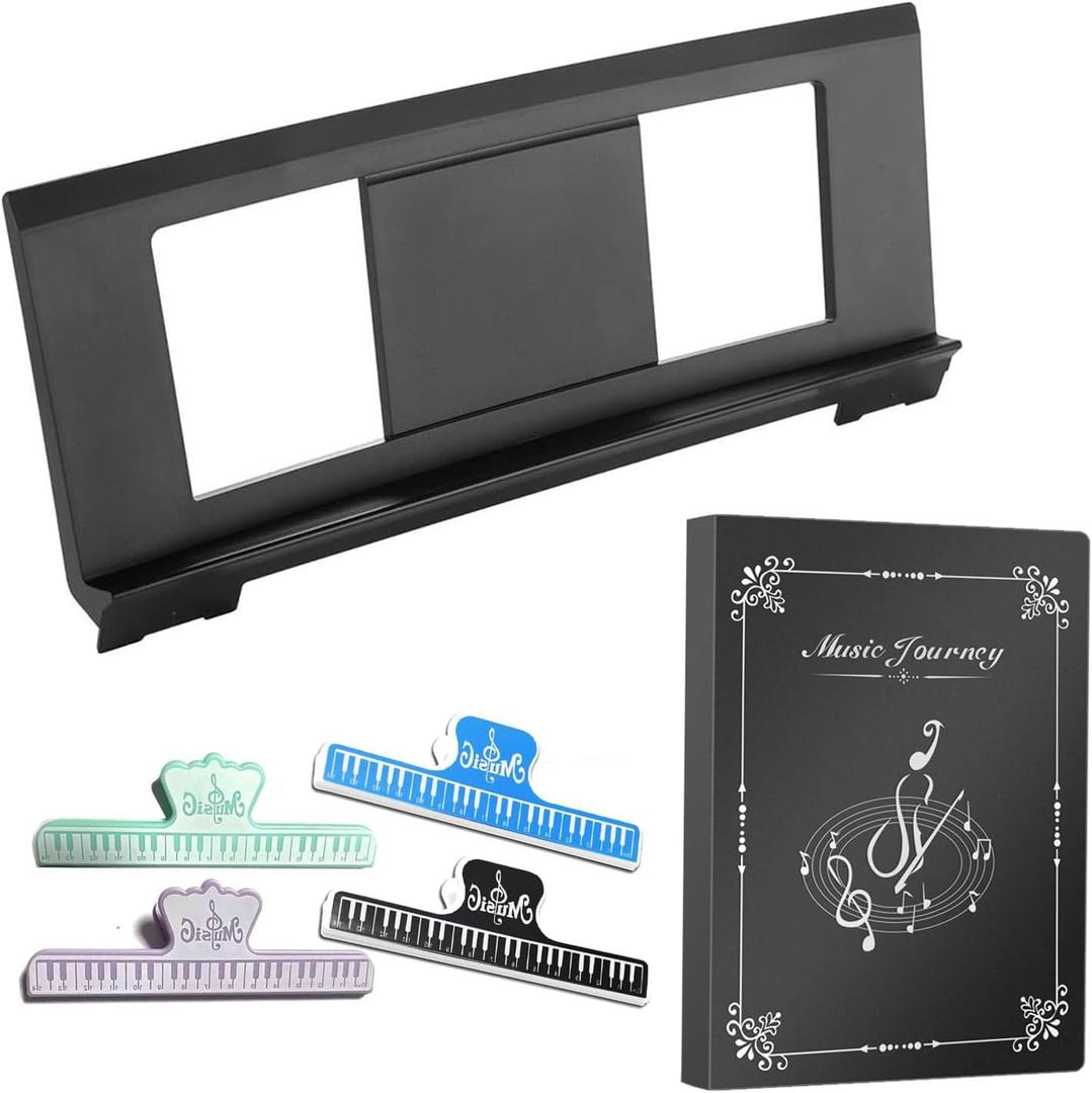 Original Large Music Stand. Compatible with Yamaha PSR/YPT/KB/P/DGX Series Keyboard Music Score Stand, Keyboard Sheet Music Stand with 4 Music Book Clip & 1 Sheet Music Folder