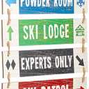 Youyole Large Hanging Wall Ski Sign for Christmas 32 x 14 Inch Skiing Theme Vintage Wooden Decoration Summit Lift Powder Room Ski Lodge Experts Only for Holiday Winter Wood Wall Decoration