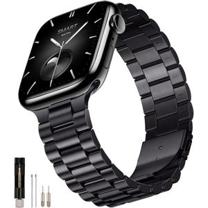 SUNFWR Compatible with Apple Watch Band 40mm 41mm 38mm 42mm(Series 10) for Women Men, Stainless Steel Metal iWatch Band for Apple Watch Series 10/9/8/7/6/5/4/3/2/1/SE/SE2 (Black,No case), Size: 38mm/40mm/41mm/42mm(10 Series)