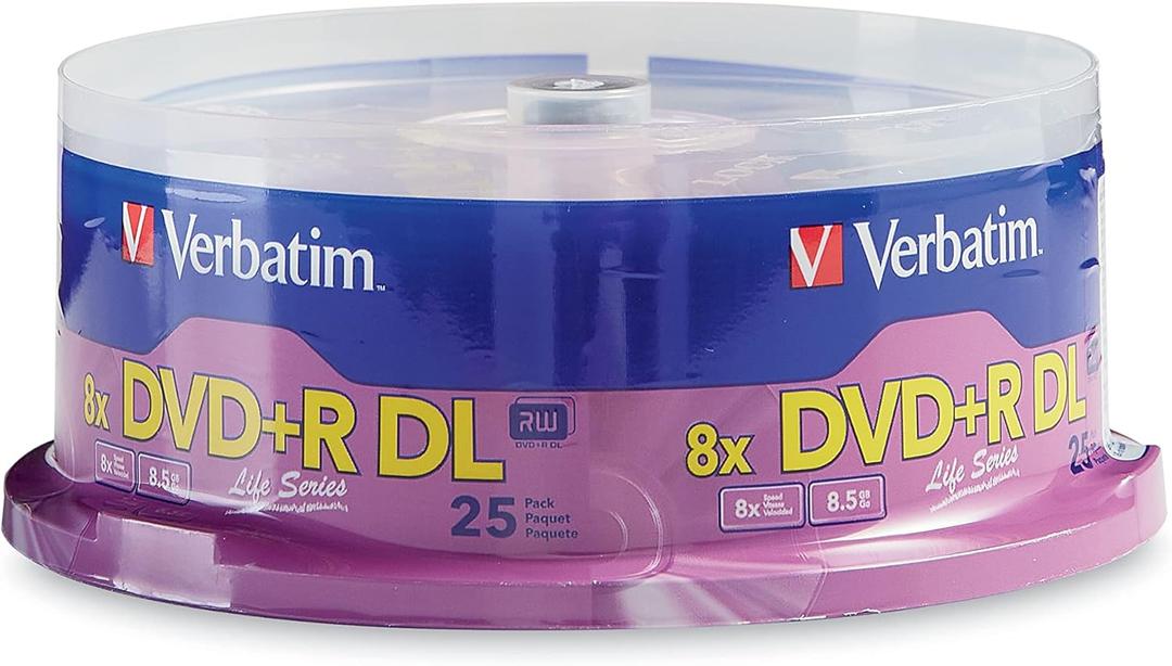 Verbatim DVD+R DL Double Layer 8.5GB 8X LifeSeries - 25 Pack Spindle