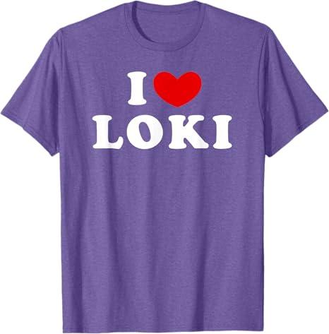 I Love Loki, I Love Loki T-Shirt (S, Purple Heather)