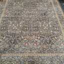 Vintage Floral Living Room Rug 8x10, Gold Brown Washable Area Rugs for Bedroom, Dining Room Under Kitchen Table, Oriental Low Pile Non-Slip Large Indoor Carpet with Taupe Yellow Earthy Tones