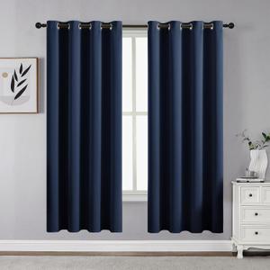 CUCRAF Navy Blue Blackout Curtains 63 inch Length 2 Panels Set, Room Darkening Drapes for Living Room Bedroom, Thermal Insulated Light Blocking Grommet Window Curtain (W52 x L63 Inch)