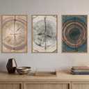 DRACIT Vintage Wood Tree Ring Framed Canvas Wall Art Set-16"x24"x3