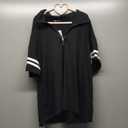 MASCOMODA 2 Piece Outfits for Women 2025 Summer Casual Quarter Zip Short Sleeve Tops Long Pants Tracksuit Jogger Lounge Sets (S, Black)