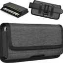 Ykooe Rugged Nylon Holster Compatible with iPhone 16/15/14/13/12 Pro Max & Plus,17 Air Models, Galaxy S24/S23/S21/S20 FE Cell Phone Belt Holder for Men, Dark Grey - XL