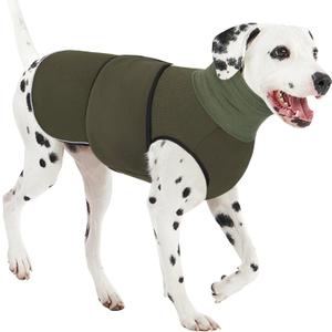 AOFITEE Dog Anxiety Vest, Thunder Jacket for Dogs Anxiety Extra-Large, Breathable Pet Calming Shirt for Fireworks, Thunder, Travel, Separation, Anti-Anxiety Pets Calming Vest with High Collar, XXL (Army Green)