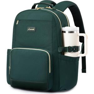 LOVEVOOK Laptop Backpack for Women with Pouch Pocket for Large Capacity Cup,18 Inch Laptop Computer Bag Travel Backpack Purse, Waterproof Work Business Backpack College Teacher Bags, Dark Green