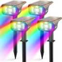 Color Solar Light Outdoor Waterproof Spotlights with 9 Light Modes, Color Changing Solar Outdoor Light for Halloween Decorations, Colored Spot Lights Auto On, Off, RGBW (4 Pack)