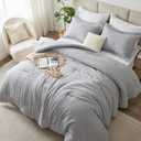 CozyLux Oversized King Comforter Set, 3 Pieces 120x98 Heathered Light Grey Soft Bedding Set All Seasons, Light Gray Breathable Lightweight Bed Sets with 1 Down Alternative Comforter and 2 Pillow Shams