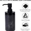 2 Pcs Soap Dispenser Set Black Marble Style for Bathroom or Kitchen Decor, Large-Opening Liquid Hand and Dish Soap Bottles with Rust-Proof Lid& Pump Easy Refill-10oz, Sturdy Resin,Classic& Elegant