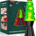 Lazzgan Christmas Tree Liquid Motion Lamps  14.5 Inch Black Large Christmas Tree Night Lights Table Lamp for Adults Kids, Mood Lighting Home Decor Christmas Unique Gifts