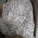 Sunshine Nicole Reversible Comforter Set, Brushed Microfiber Fabric with Embroidery for Front and Printed Microfiber Fabric for Reverse, 3 Pieces Grey White King