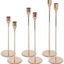 Foryoudecor Tall Candlestick Holders Set of 6, Rose Golden Taper Candle Holder, Vintage Candlesticks for Long Candle, Centerpieces Decor for Living Room,Dining Table Decor,Wedding, Fireplace Party