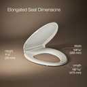 KOHLER 4636-RL-47 Cachet ReadyLatch Elongated Toilet Seat Slow Close, Soft Close Toilet Seat Quiet Lid, Contoured Grip-Tight Bumpers Installation Hardware, Apartment Essentials. Almond