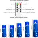kakoya Flameless LED Candles with Timer 5 Pc Flickering Flameless Candles for Romantic Ambiance and Home Decoration Stable Acrylic Shell,with Embedded Star String Battery Operated Candles Blue