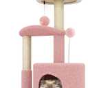 MoNiBloom 33" Flower Cat Tower, Cute Cat Activity Tree with Scratching Post for Indoor Kittens, Cozy Condo & Plush Perches, Pink