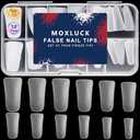 Pack of 4, Full Cover Duck Nail Tips,Long Duck Acrylic Nails Clear Curved False Nail Tips, Wide French Fake Nails For Extensions Home DIY Nail Tips Art 12 Sizes 120Pcs