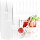 200 PCS 5OZ Clear Dessert Cups with Lids and Spoons, Small Square Appetizer Cups Mini Plastic Parfait Cups for Yogurt, Ice Cream, Cake