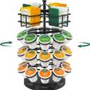 EsLuker.ly K Cup Holder Coffee Pod Organizer Carousel for Countertop, Rotatable Metal 4-Tier Storage Rack Stand for 30 K Cups & Tea Bags, Convenience Meets Elegance