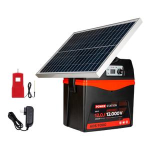 Solar Electric Fence Charger - 9 Joule Fence Energizer 25W Solar Panel Fence Energizer 12V Battery 100Miles Range Electric Fence Energizer Ideal for Livestock, Poultry, Large Animals