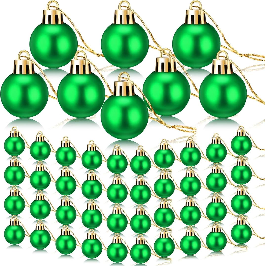 Sumind 48 Pieces Christmas Ball Ornaments Mini Matte Multicolor Hanging Ornament Xmas Ball Tree Miniature Decorations for Christmas Tree Party Decor(1 Inch,Green)