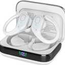 Bluetooth Headphones Wireless Earbuds with 75Hrs Playback, LED Display Charging Case, IPX7 Waterproof, Over-Ear Design Ear Buds for Sports/Running/Workout - White