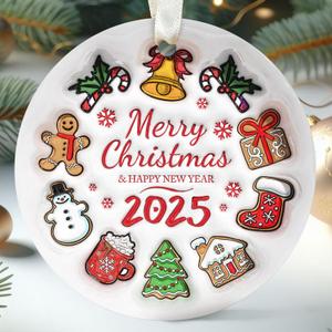 2025 Christmas Ornament - Gingerbread Snowman Candy Bell Cookie Chocolate Christmas Ornaments, New Year Ornaments - Hodiday Gifts for Family, Friends, Mom, Dad - Ceramic Ornament 2025