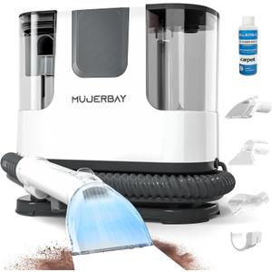 Upholstery Carpet Cleaner, MUJERBAY 12Kpa Portable Spot and Stain Cleaner, Easy Move with Universal Wheels & Handle, 1.18-inch Deep Cleaning Machine for Couch, Stairs, Car and Pet Messes. Green