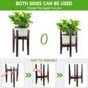 Adjustable Plant Stand with Tray,Indoor Wood Plant Stand Fit 8'' to 12'' Planter,Mid Century Modern Flower Pot Holder Rack(Plant and Pot Not Included)