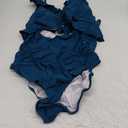 Eomenie One Piece Swimsuit for Women Tummy Control Ruffle Bathing Suit V Neck Ruched Swim Suit Slimming Cutout Swimwear (Medium, Peacock Green)