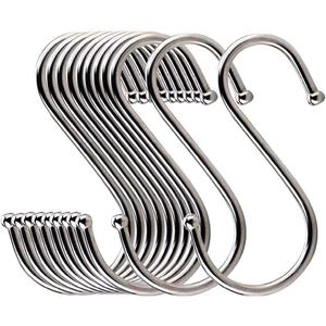 14 Pcs Heavy Duty 4.7 Inches Extra Large S Shape Hooks Heavy-Duty Metal Hanging Hooks Apply Kitchenware Bathroom Utensils Plants Towels Gardening Multiple uses Tools (Silver)
