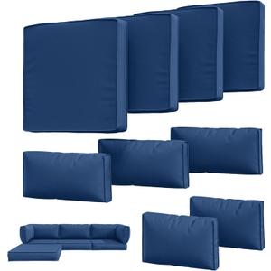 9Pcs Outdoor Chair Cushions Covers Waterproof Anti-Fading for 5 Pack Patio Set Cushion Slipcovers, Outdoor Furniture Cover Replacement, Covers Only, Blue