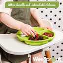 WeeSprout Suction Plates with Lids for Babies & Toddlers - 100% Silicone, Dinnerware Stays Put, Divided Design for Picky Eaters, Microwave & Dishwasher Friendly, 3 Pack (Matte Dark Grey, Blue & Green)