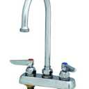 T&S Brass B-1141 Workboard Faucet with Deck Mount, 4-Inch Centers, Swivel Gooseneck and Lever Handles