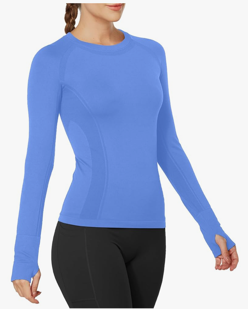 MathCat Workout Shirts for Women Long Sleeve, Workout Tops for Women, Quick Dry Gym Athletic Tops, Seamless Yoga Shirts, Small