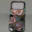 Jusy Compatible with MagSafe Lily Flower Case for iPhone 17 Pro, Aesthetic Stained Glass Floral Magnetic Phone Case, Soft TPU and Hard PC Protective Phone Cover for Women Girls (Shiny) - Lily