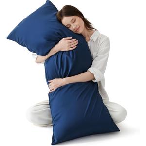Bedsure Body Pillow Cover - Navy Long Cooling Pillow Cases, 100% Rayon Derived from Bamboo, Cool Body Pillowcase with Envelope Closure for Women, Men, 1 Pack, 20x54 Inches