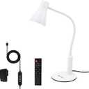 LED Desk Lamp, 3 Lighting Modes and 6 Brightness Levels, 10W Flexible Gooseneck Table Lamp for Living Room and Study, Remote Control with Timing Function, AC Adapter Included (White)
