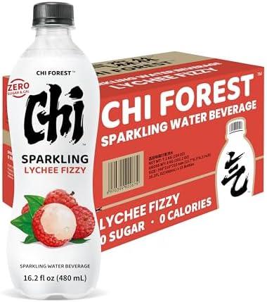 CHI FOREST Flavored Sparkling Water Beverage, Lychee Flavor, Zero Sugar, 16.2 fl oz Bottles (pack of 15), BBD 06/05/202