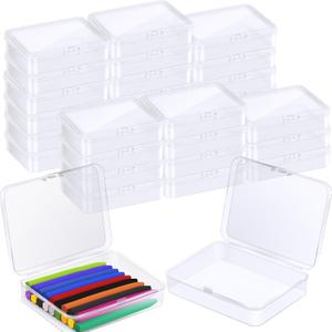 30 Pcs Plastic Crayon Box Holds 24 Crayon With Hinged Lid, Clear Crayon Organizer Holder Case Crayon Storage Containers for Art Crafts School Classroom Supplies (30)