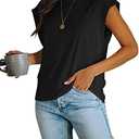 Women's Cap Sleeve Tank Top Crew Neck T Shirts Loose Fit Basic Summer Casual Tee Tops, Size XXL